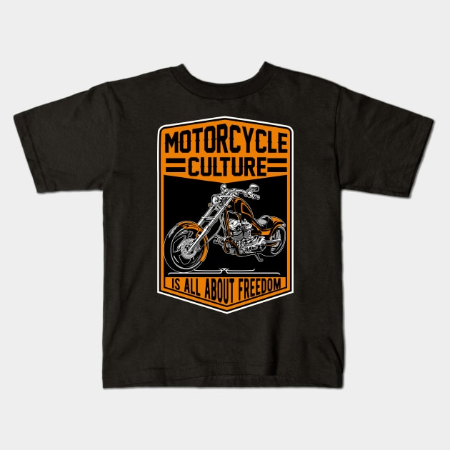 motorcycle culture Kids T-Shirt by beanbeardy